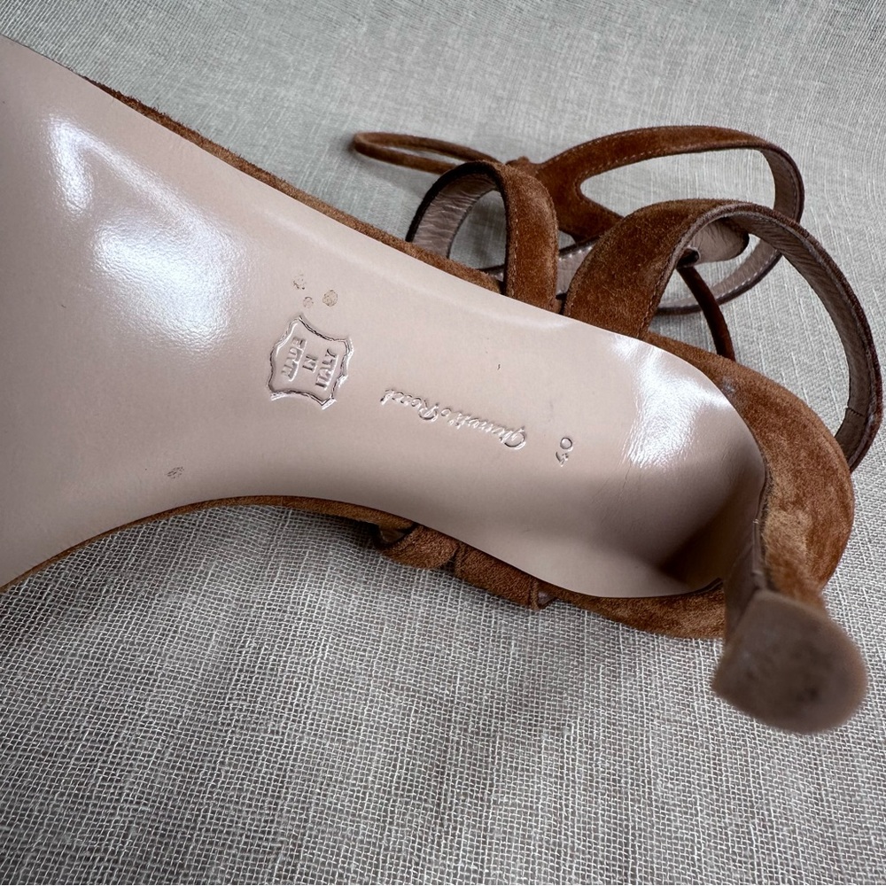 Gianvito Rossi Camel Brown Suede Strappy Heels 40 - Picture 5 of 9